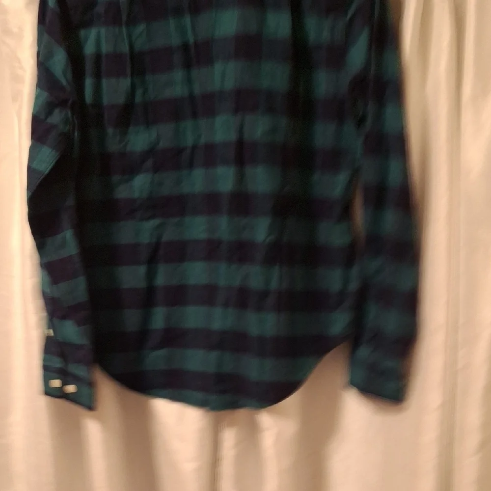 J. Crew Green And Black Plaid Flannel Half Zip Shirt S